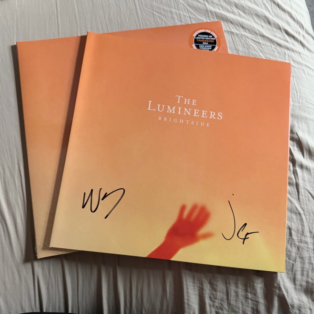 The Lumineers Brightside Vinyl Record - tangerine signed set